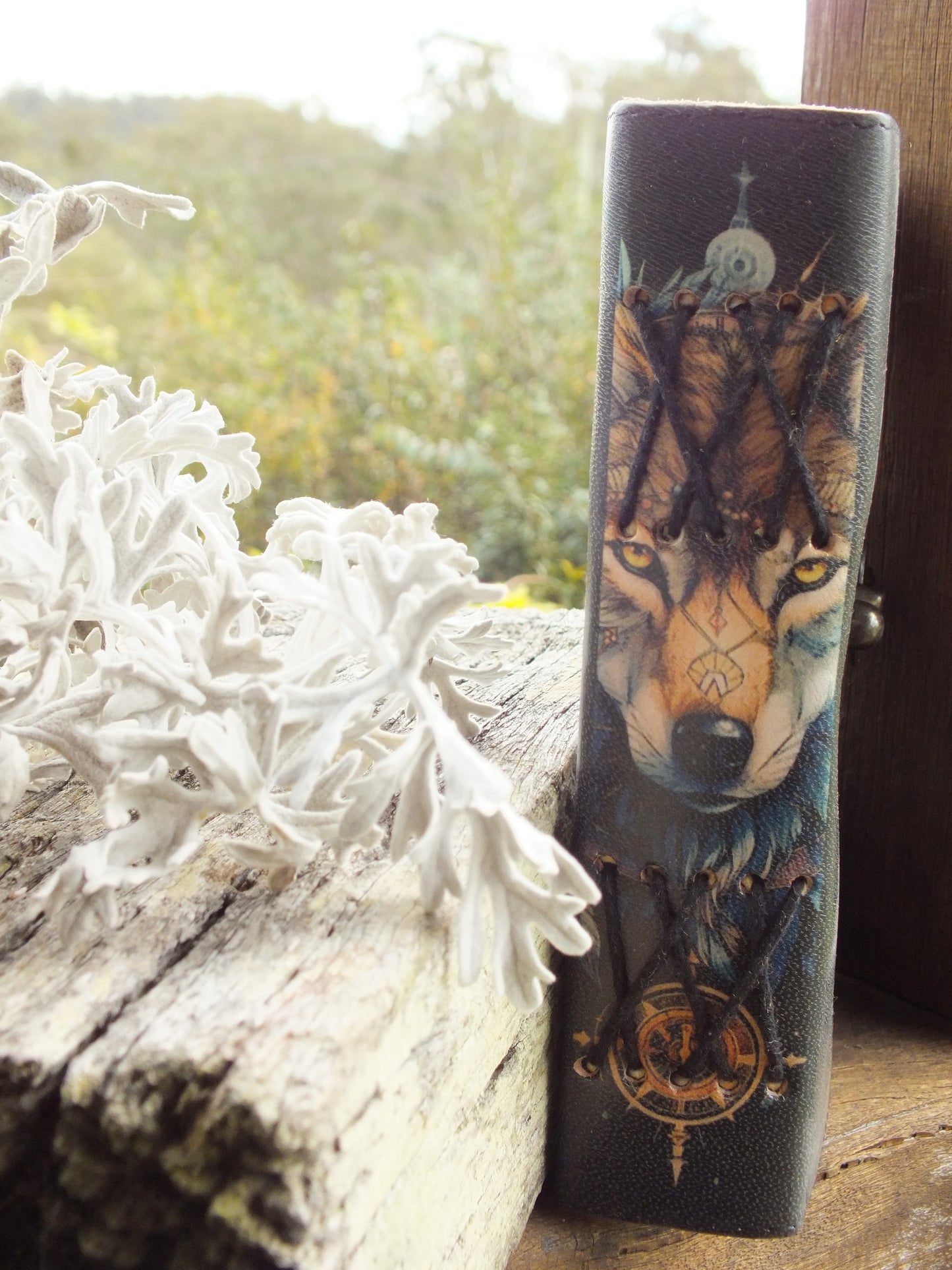 Wolf Design Printed Leather Journal