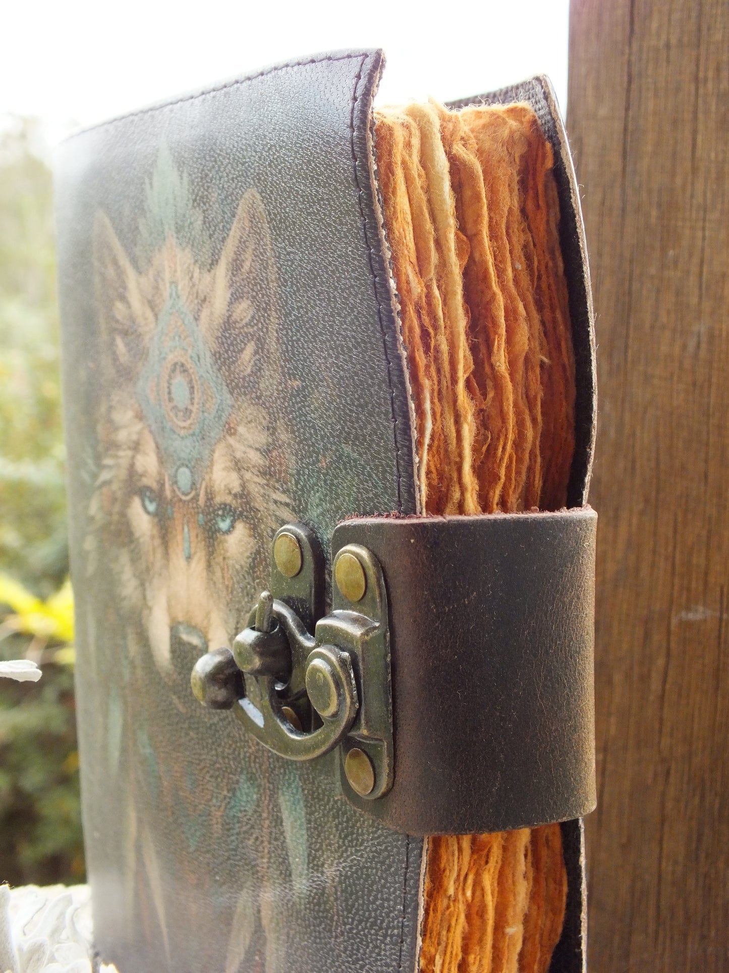 Wolf Design Printed Leather Journal