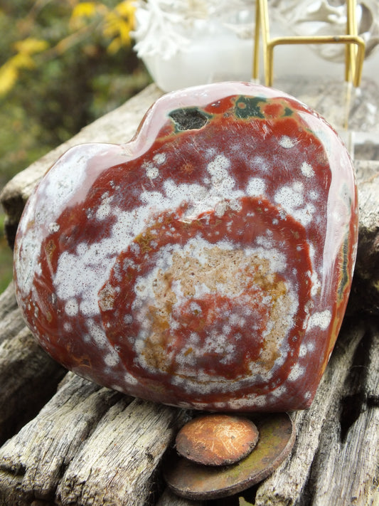 Red Ocean Jasper Puff Heart Large