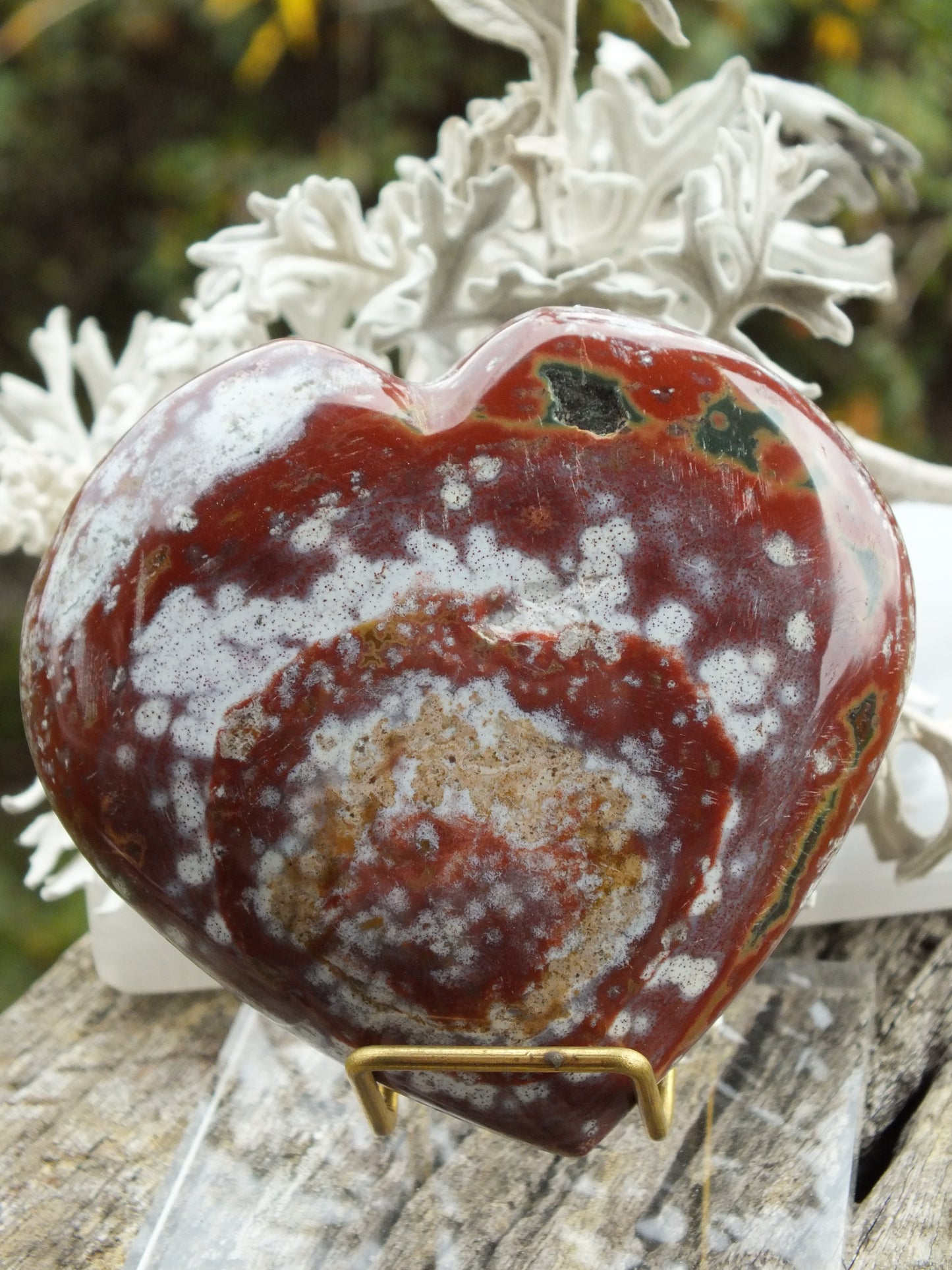 Red Ocean Jasper Puff Heart Large