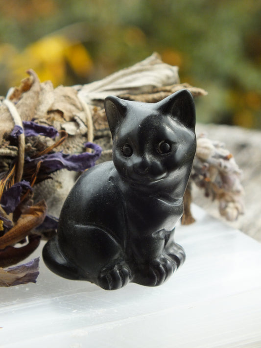 Obsidian Carved Cat