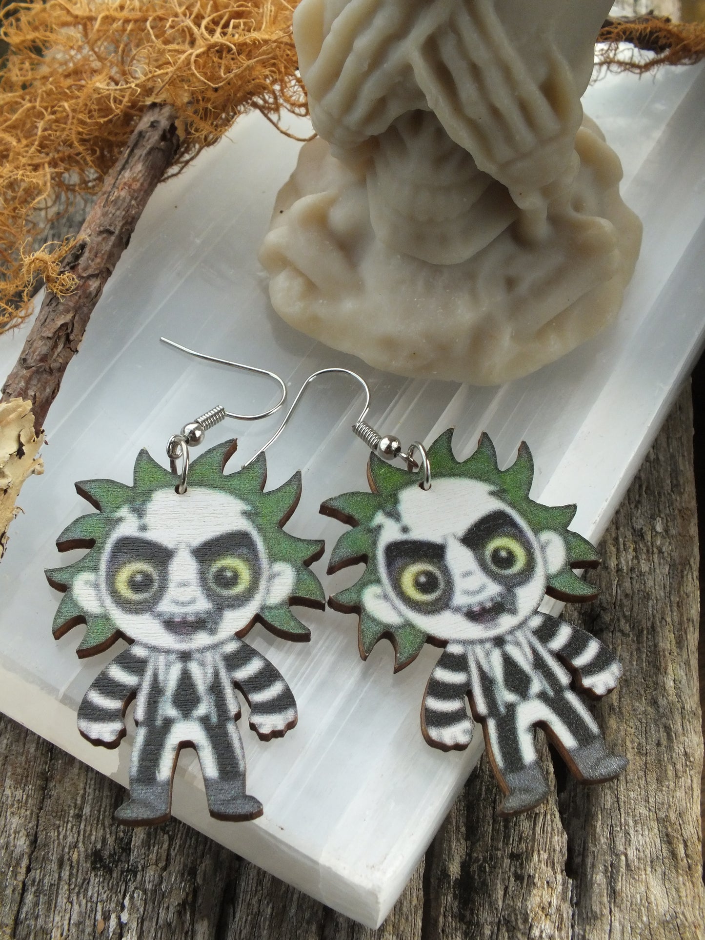 Beetlejuice Wooden Earrings