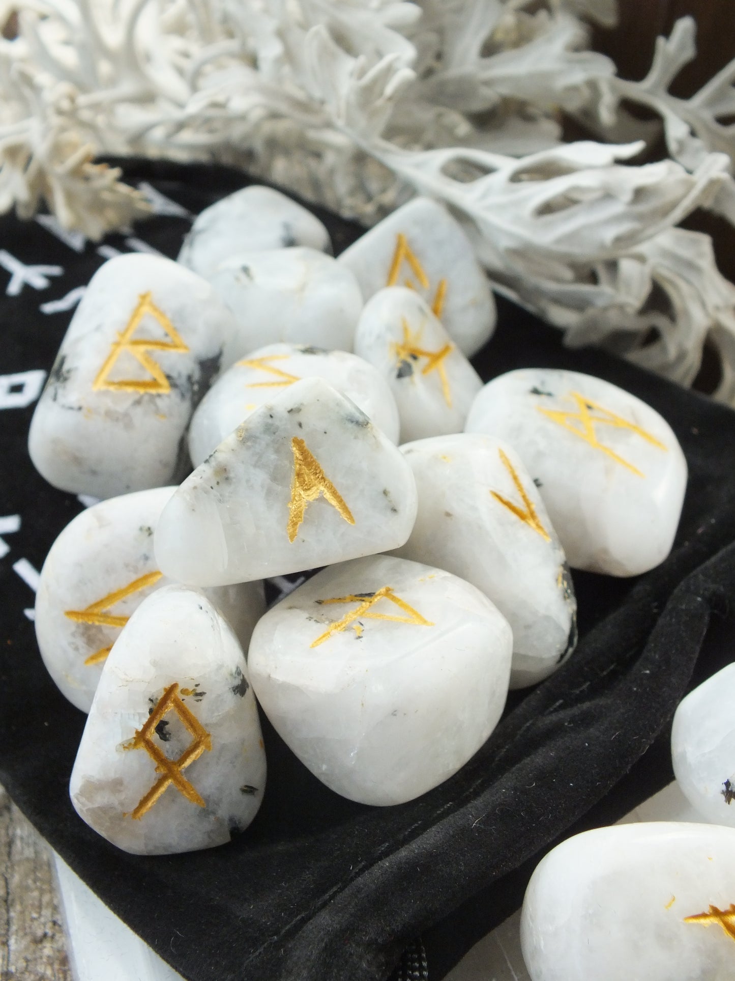 Rainbow Moonstone Rune Stones