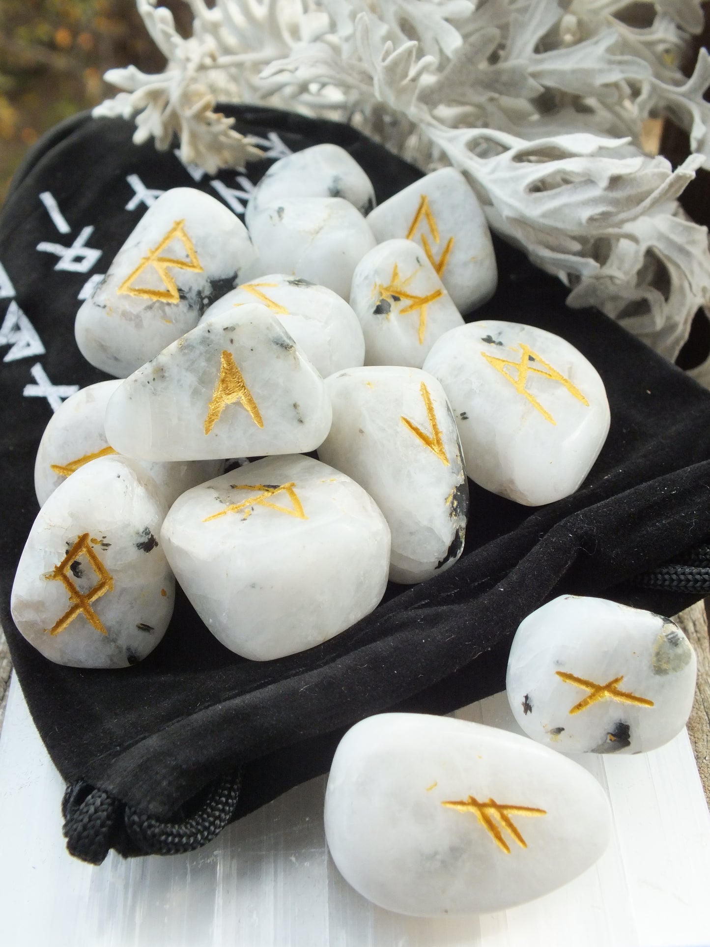 Rainbow Moonstone Rune Stones