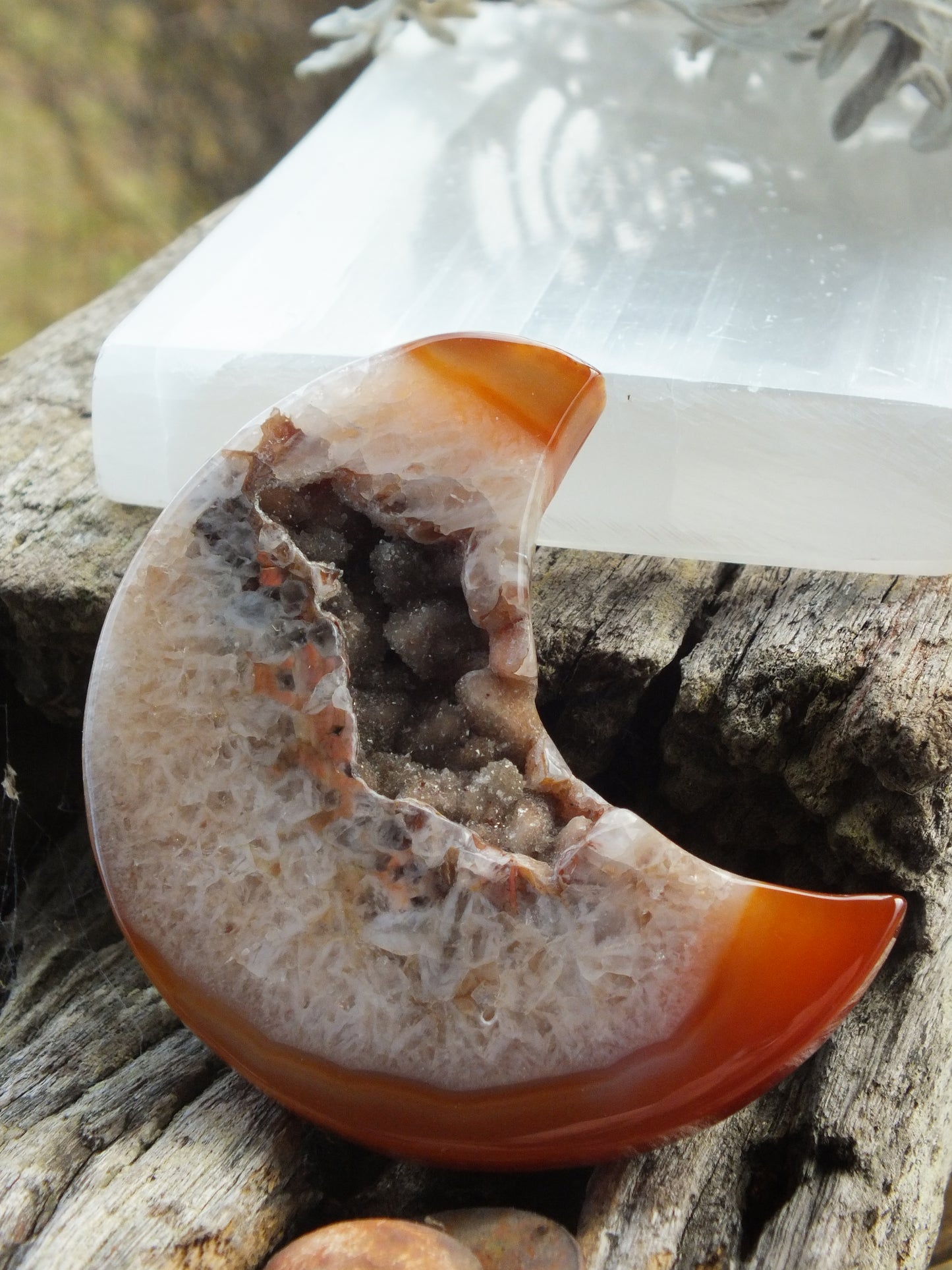Red Druzy Agate Moon