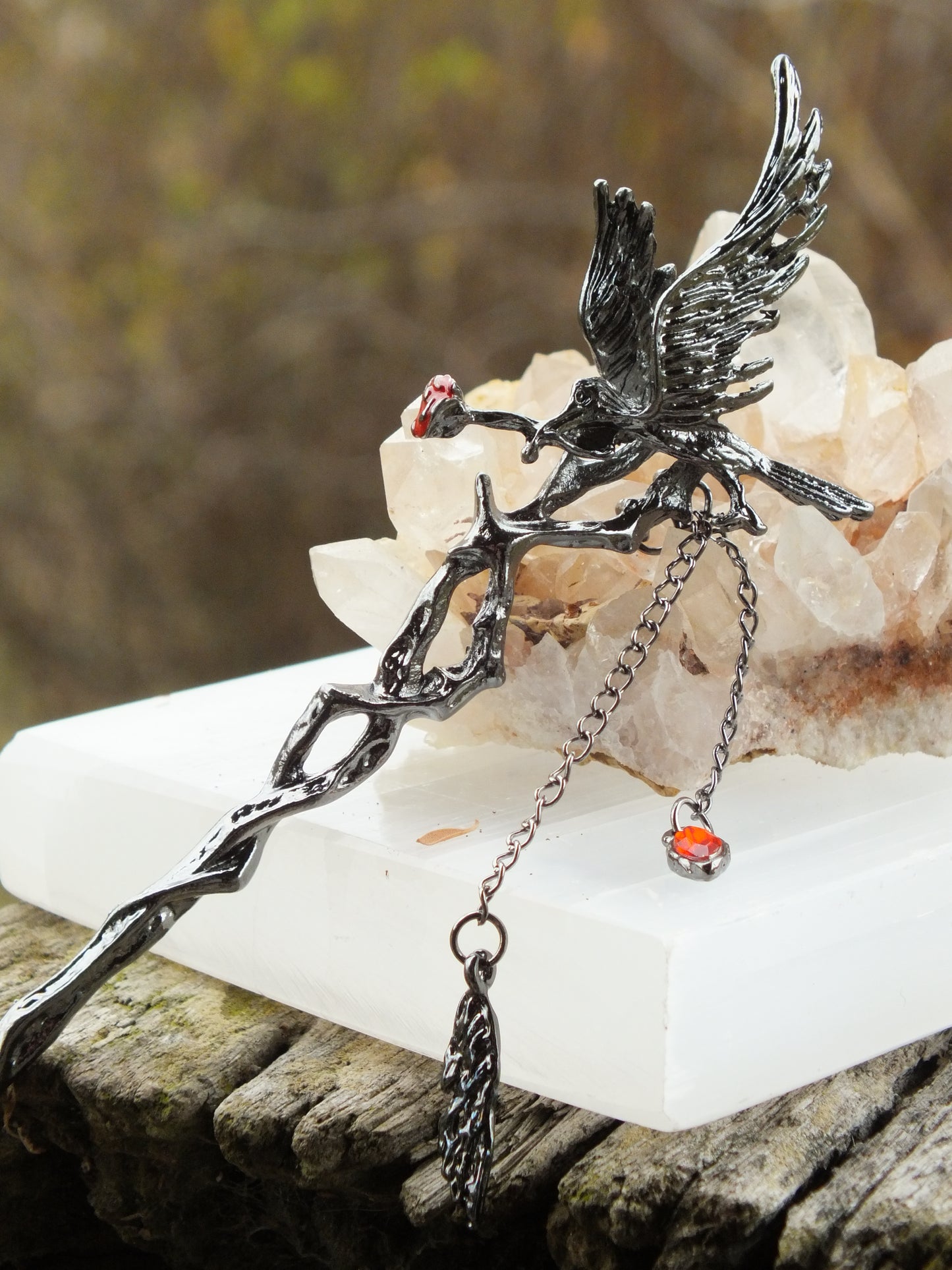 Dark Thorn Crow Hairpin