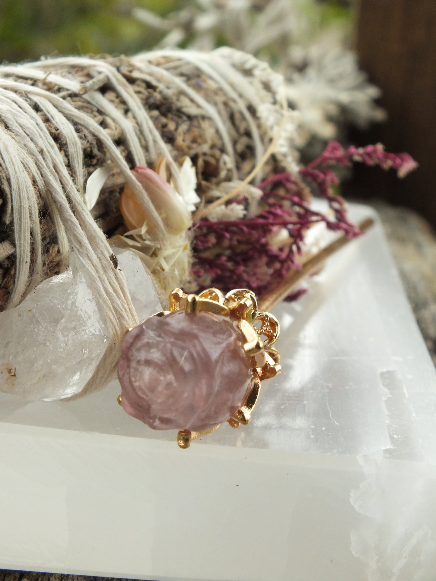 Rainbow Fluorite Rose Hair Pin