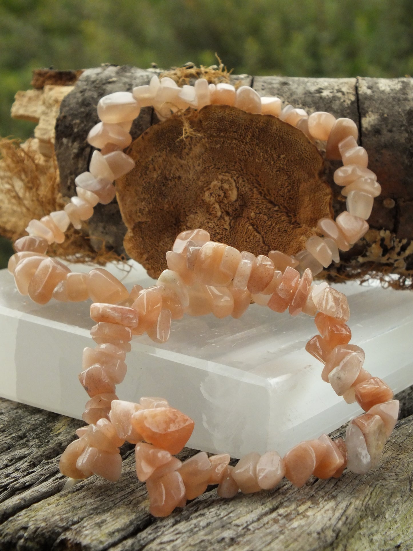 Peach Moonstone Chip Bracelet