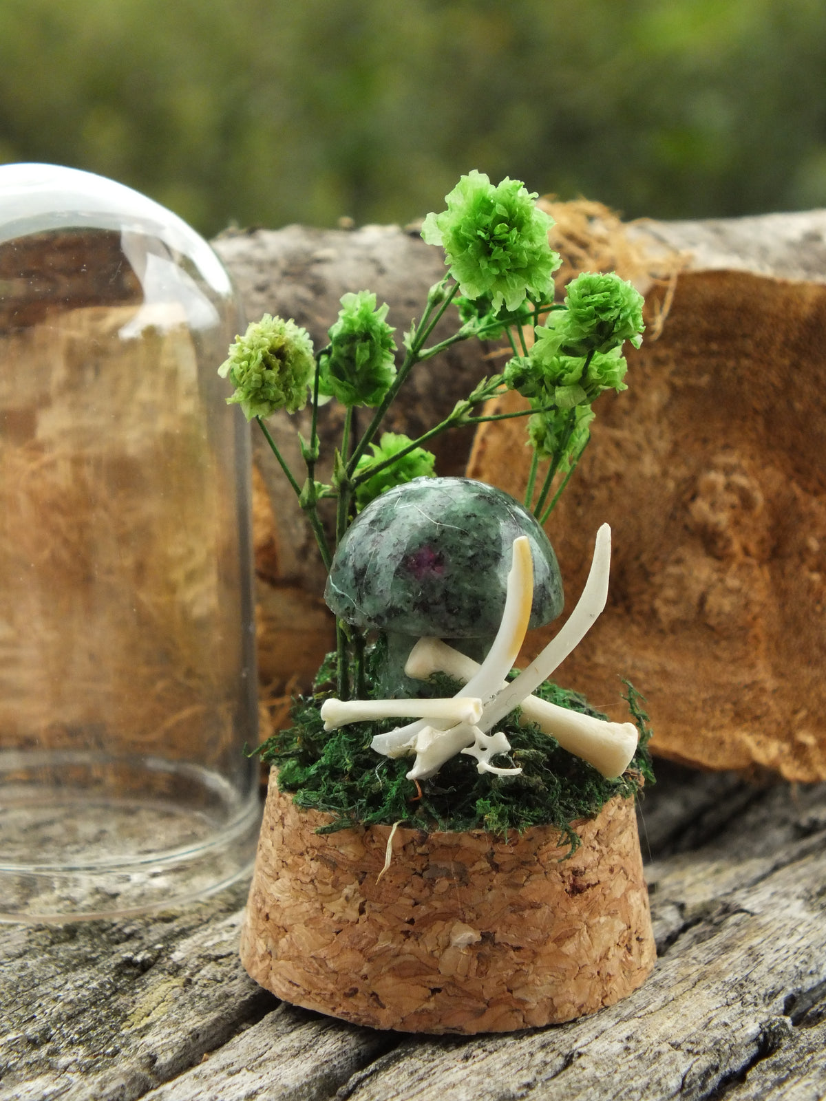 Rat Bone & Ruby Zoisite Mushroom Mini Dome