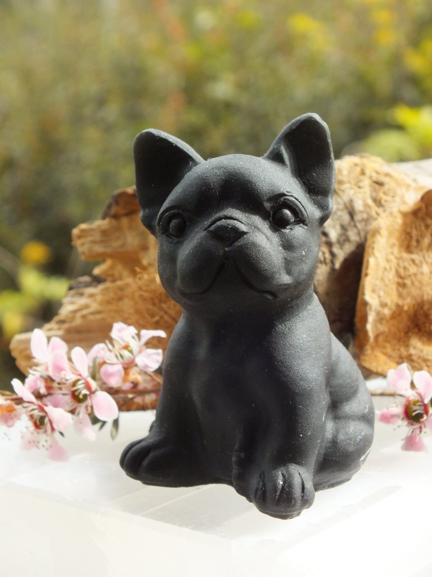 Obsidian French Bulldog Carving
