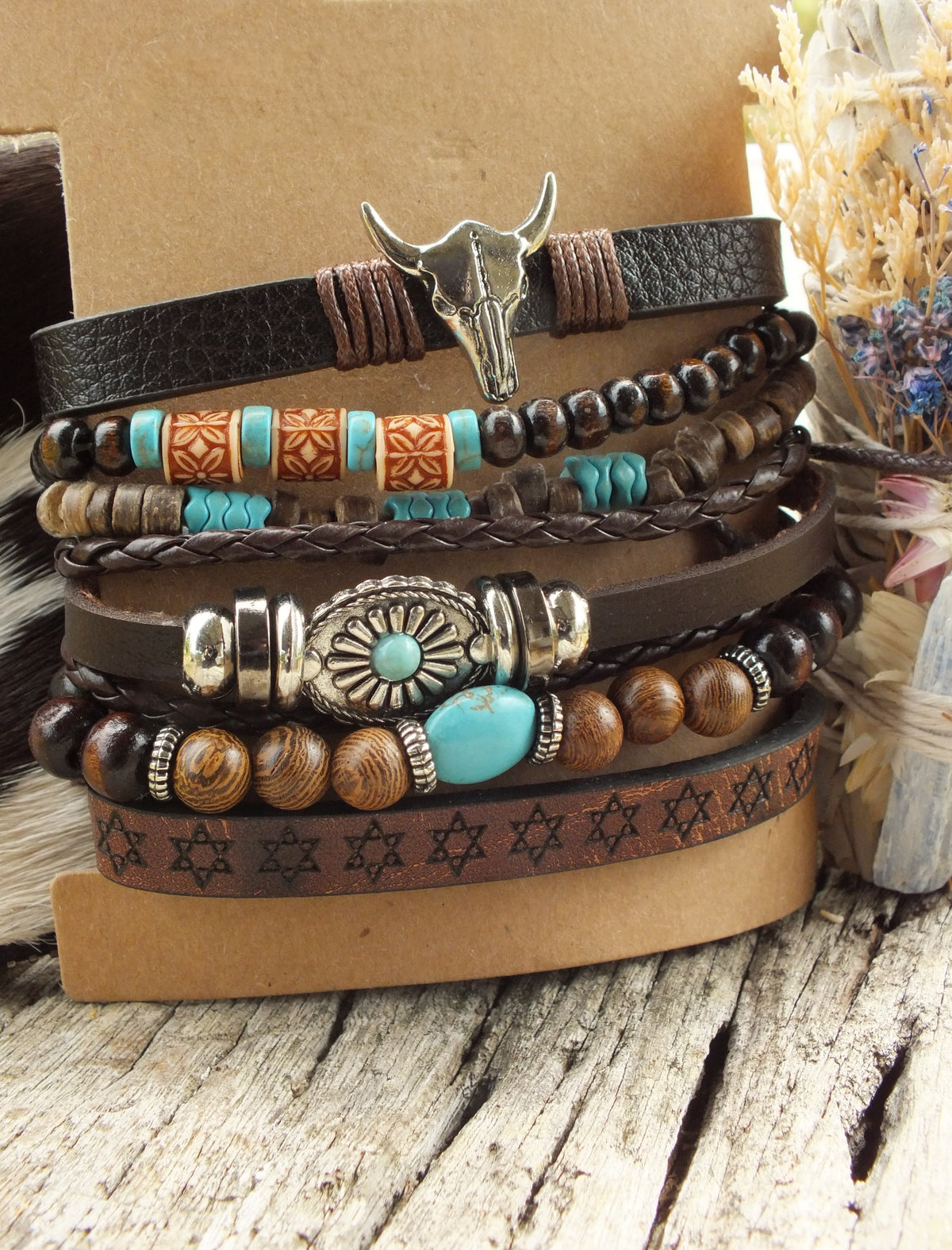6 Bracelet Set - Western Style Layer Set