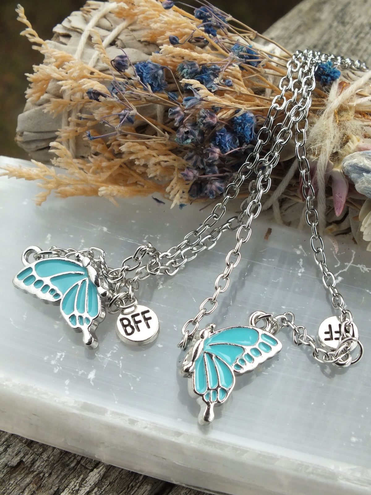 2pcs/Set Butterfly Friendship Necklace