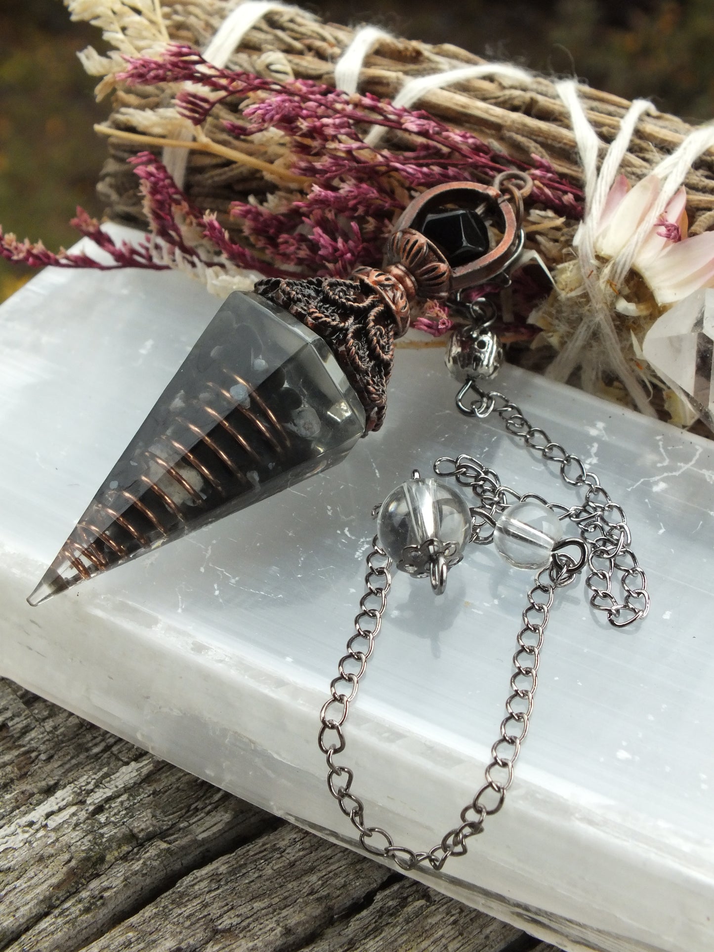 Snowflake Obsidian Orgone Pendulum