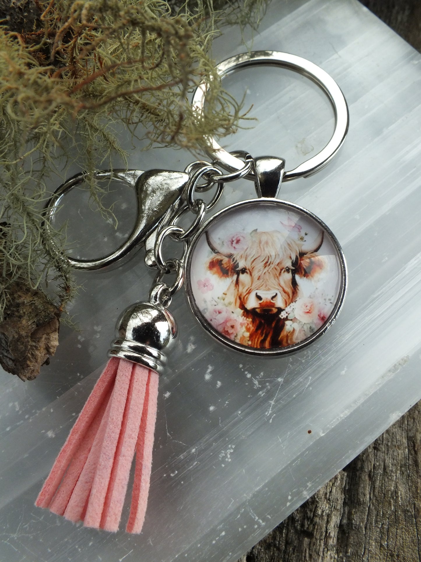 Highland Cow Cabochon Keyring