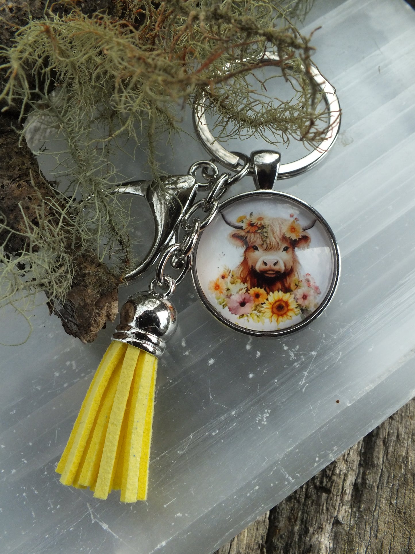 Highland Cow Cabochon Keyring