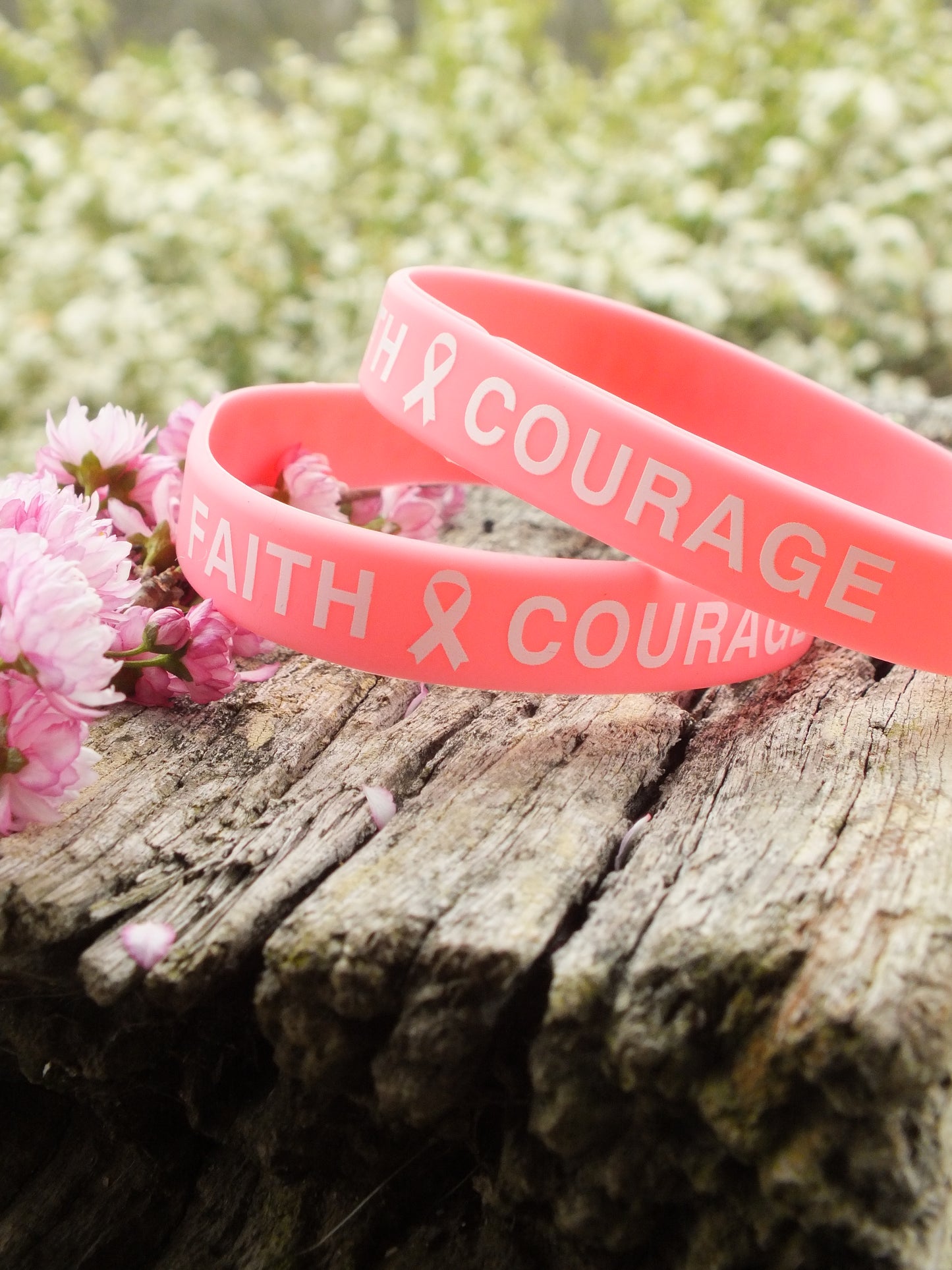 Faith & Courage - Pink Rubber Bracelet