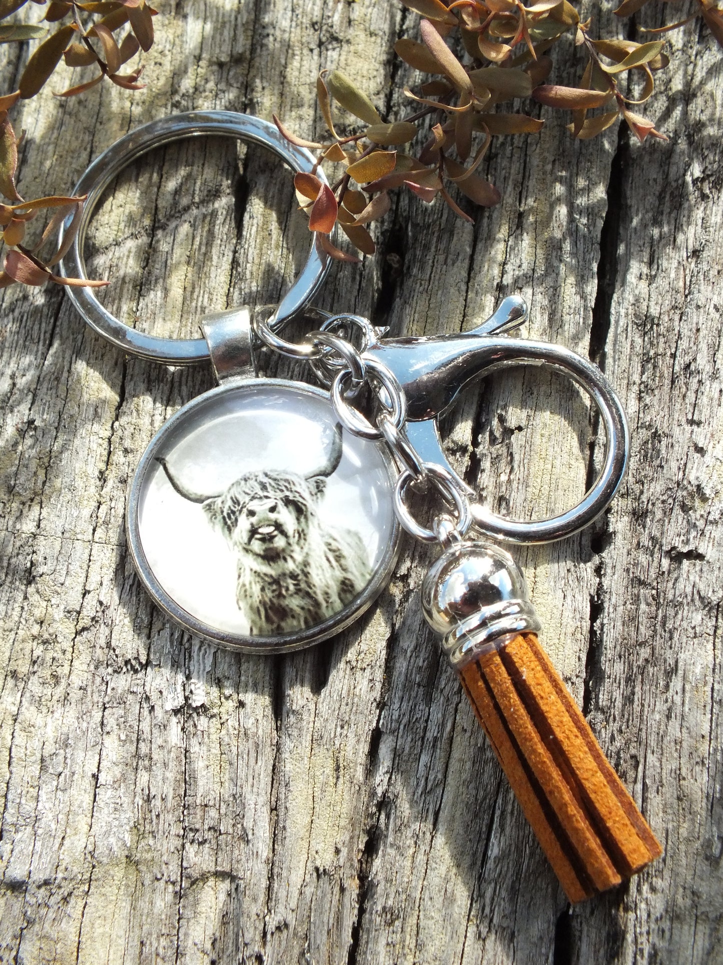 "Cheeky Cow" Highland Cattle Tassel Keyring