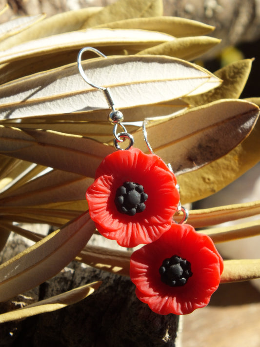 Resin Poppy Earrings