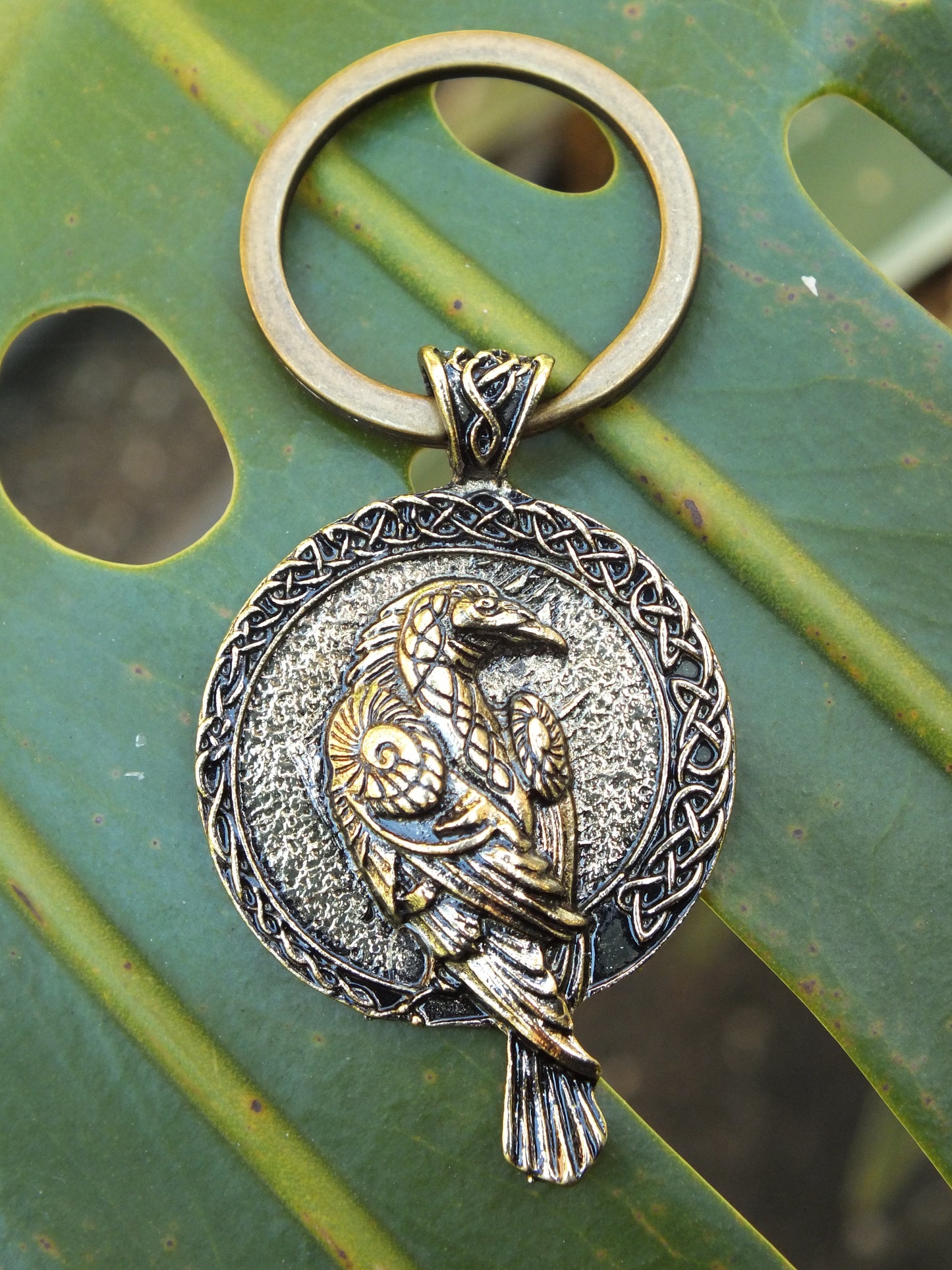 Norse Raven Metal Keyring