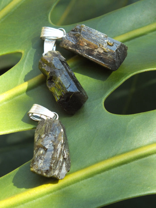 Raw Epidote Pendant