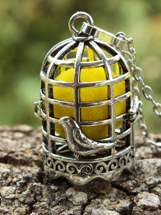 Yellow Bird Cage Diffuser Locket