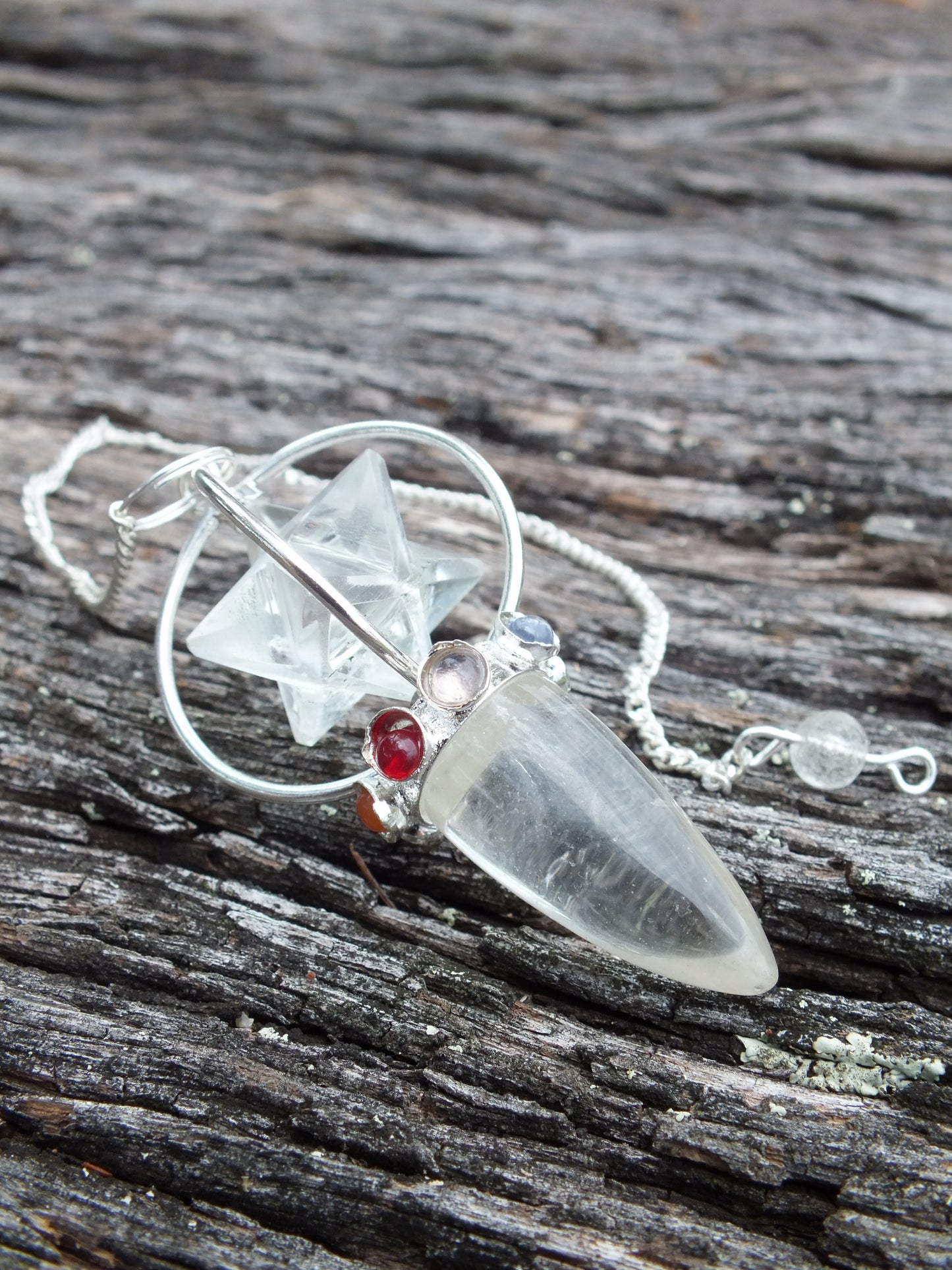Quartz Merkaba Charkra Pendulum