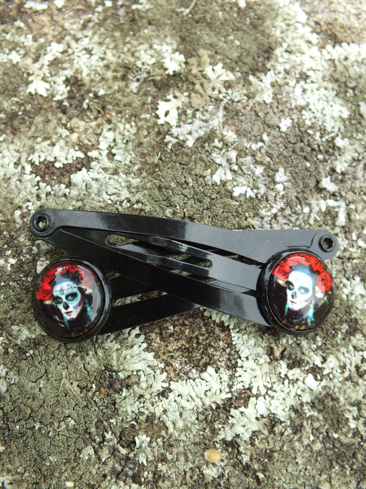 Day Of The Dead Snap Hair Clips