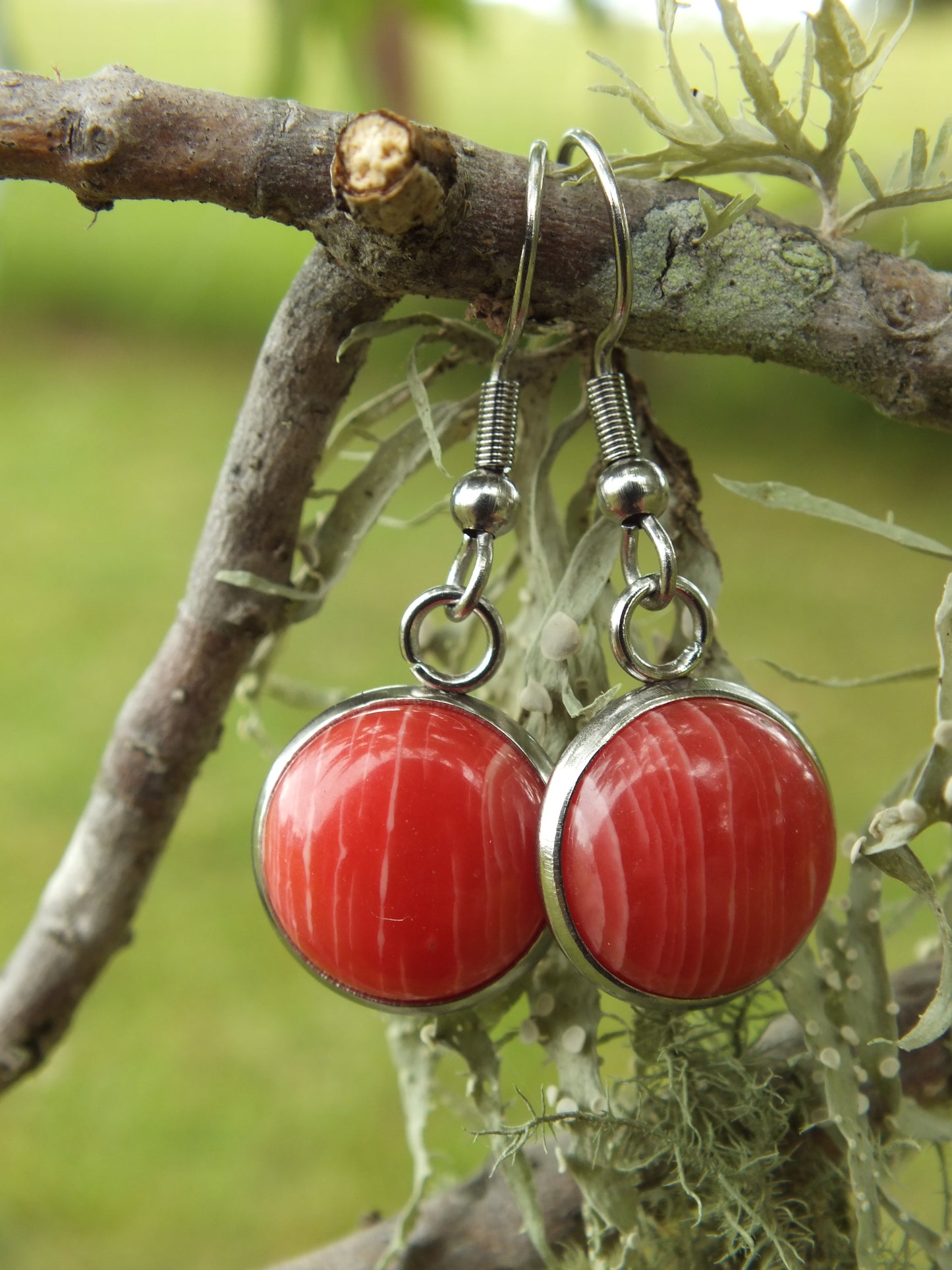 Red Agate Cabochon Earrings