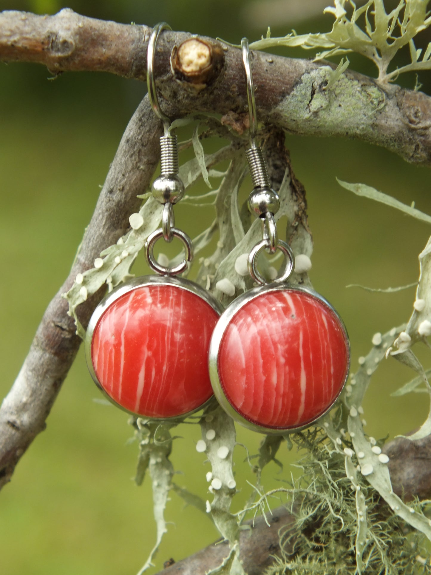 Red Agate Cabochon Earrings