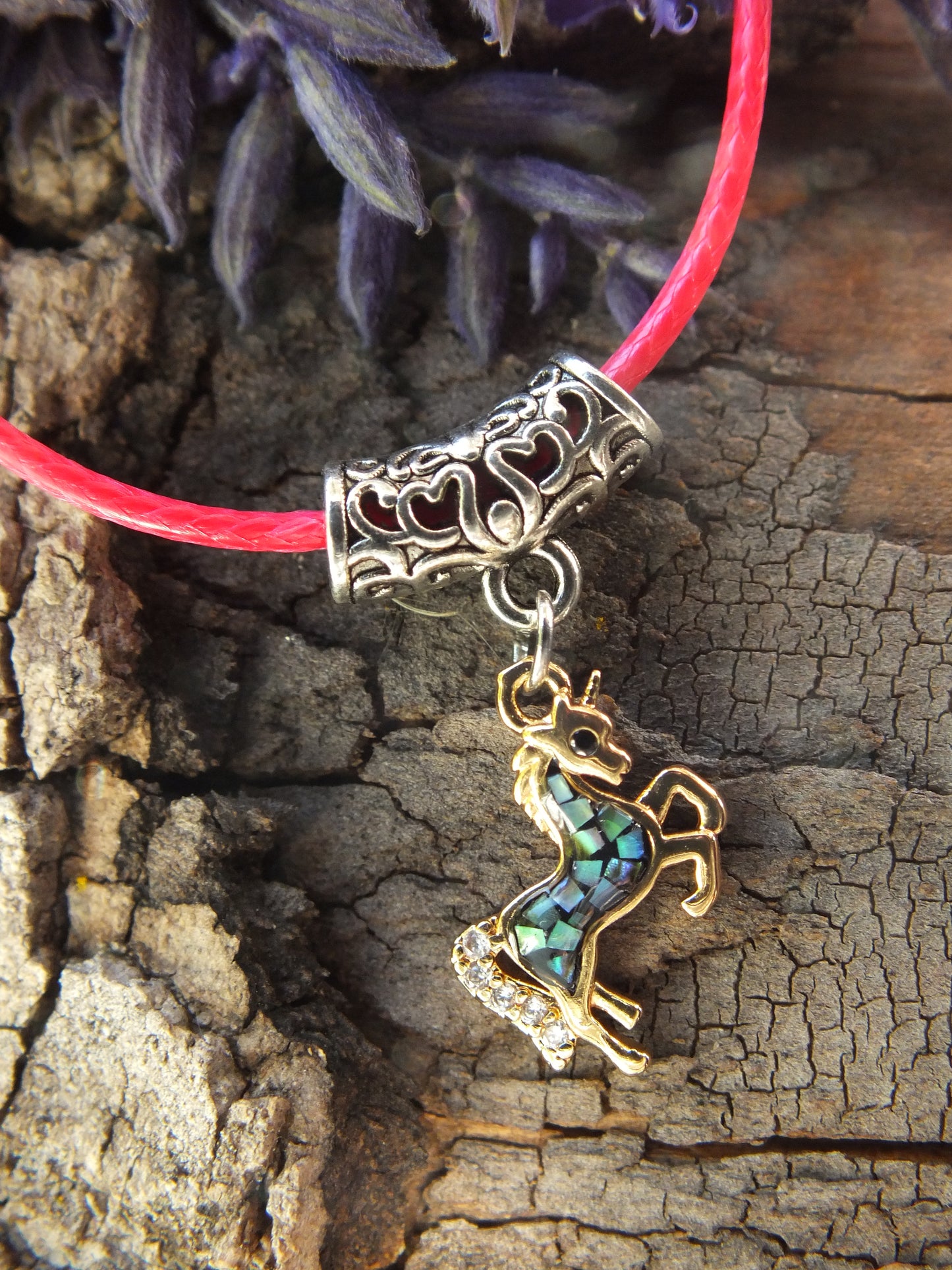 Gold Unicorn Necklace with Shell Inlay