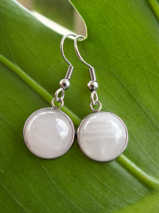 Rose Quartz Cabochon Earrings
