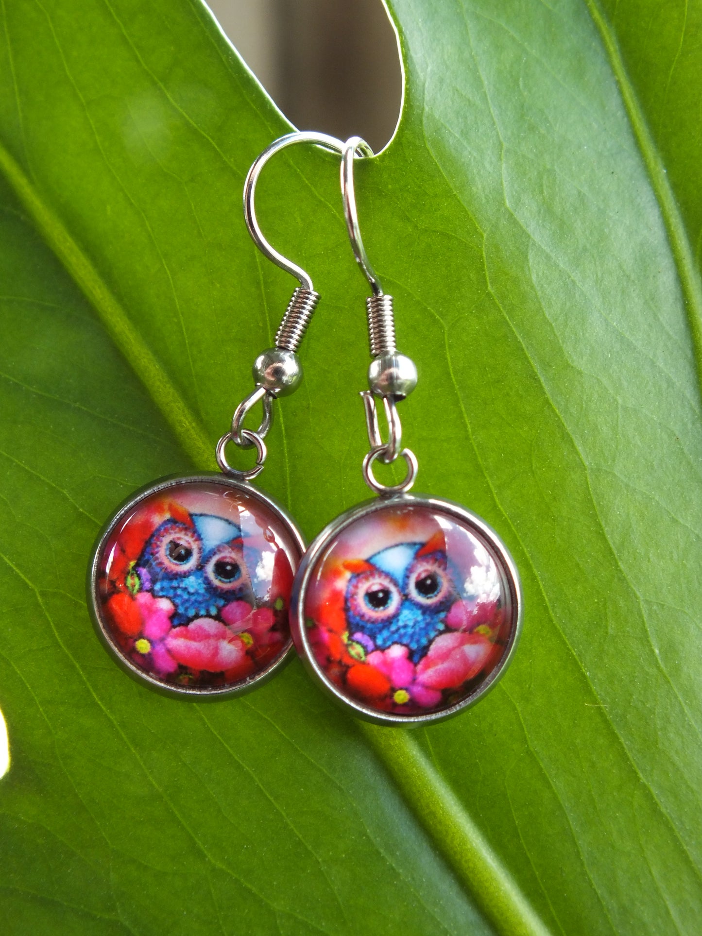 Owl Cabochon Earrings