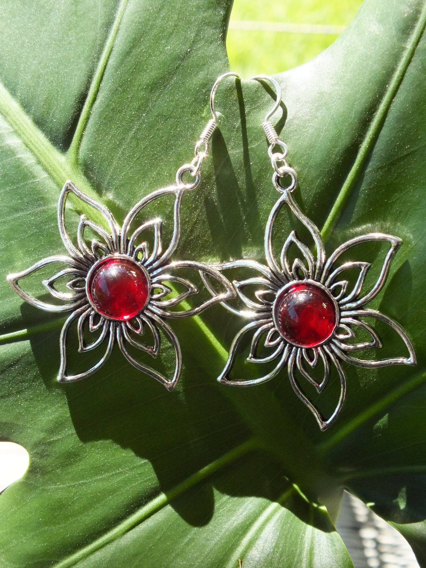 Red Glaze Flower Earrings