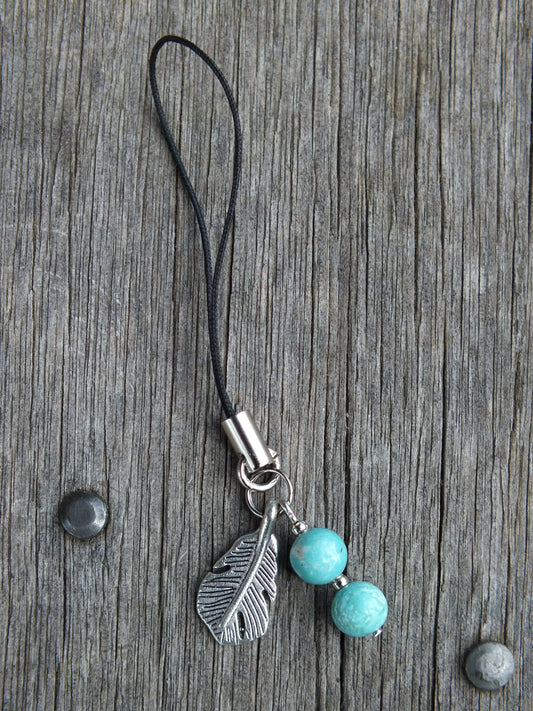 Turquoise Howlite & Feather Charm