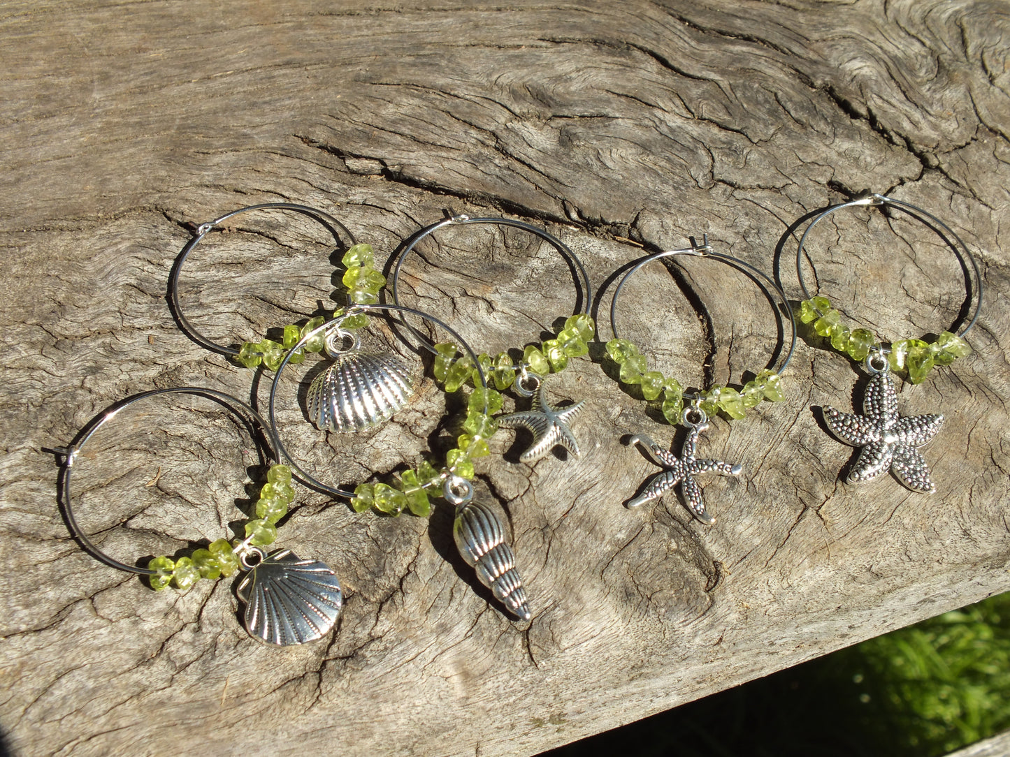 Peridot Sealife Wine Charm Set