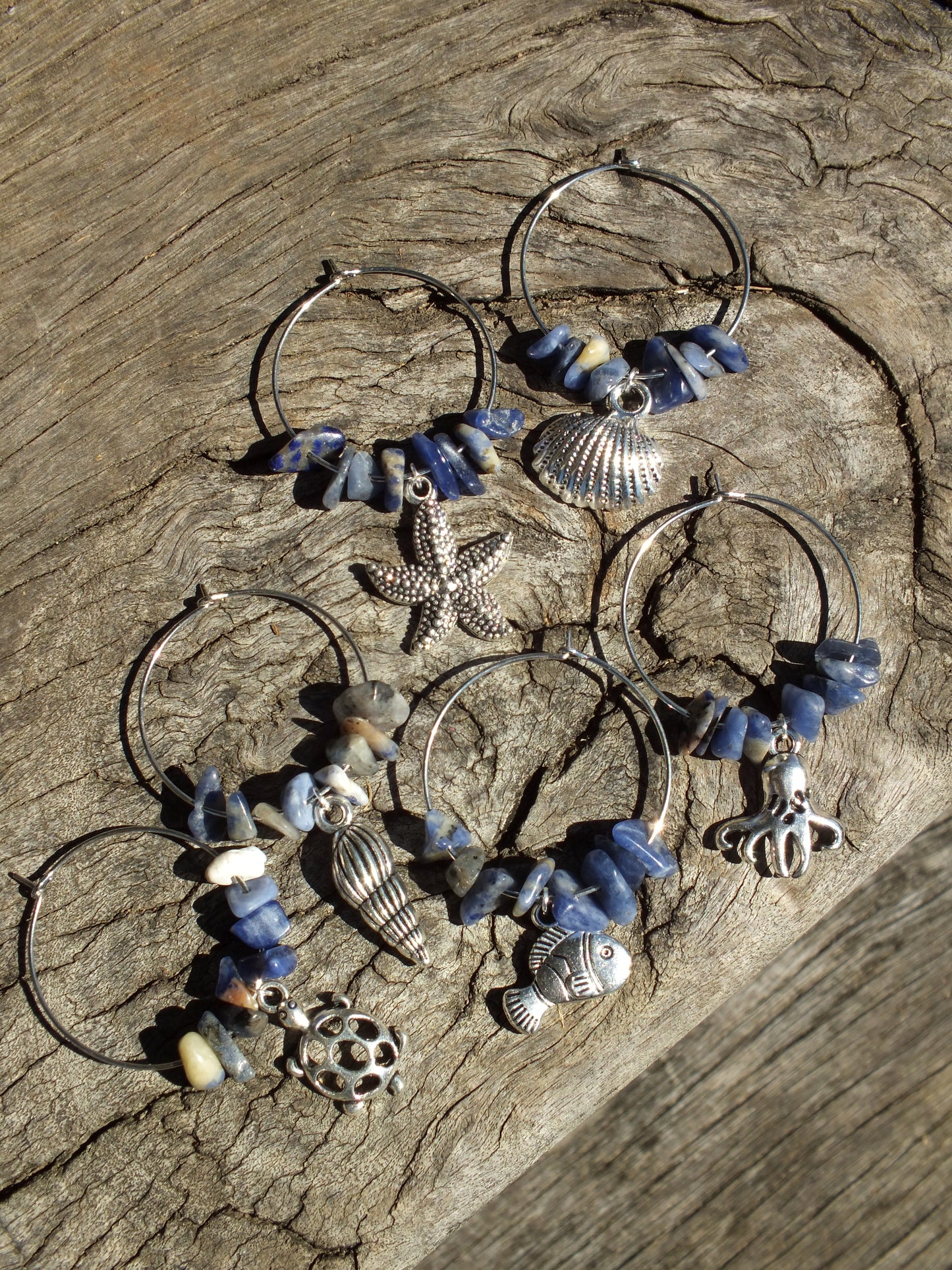 Sodalite Sealife Wine Charm Set