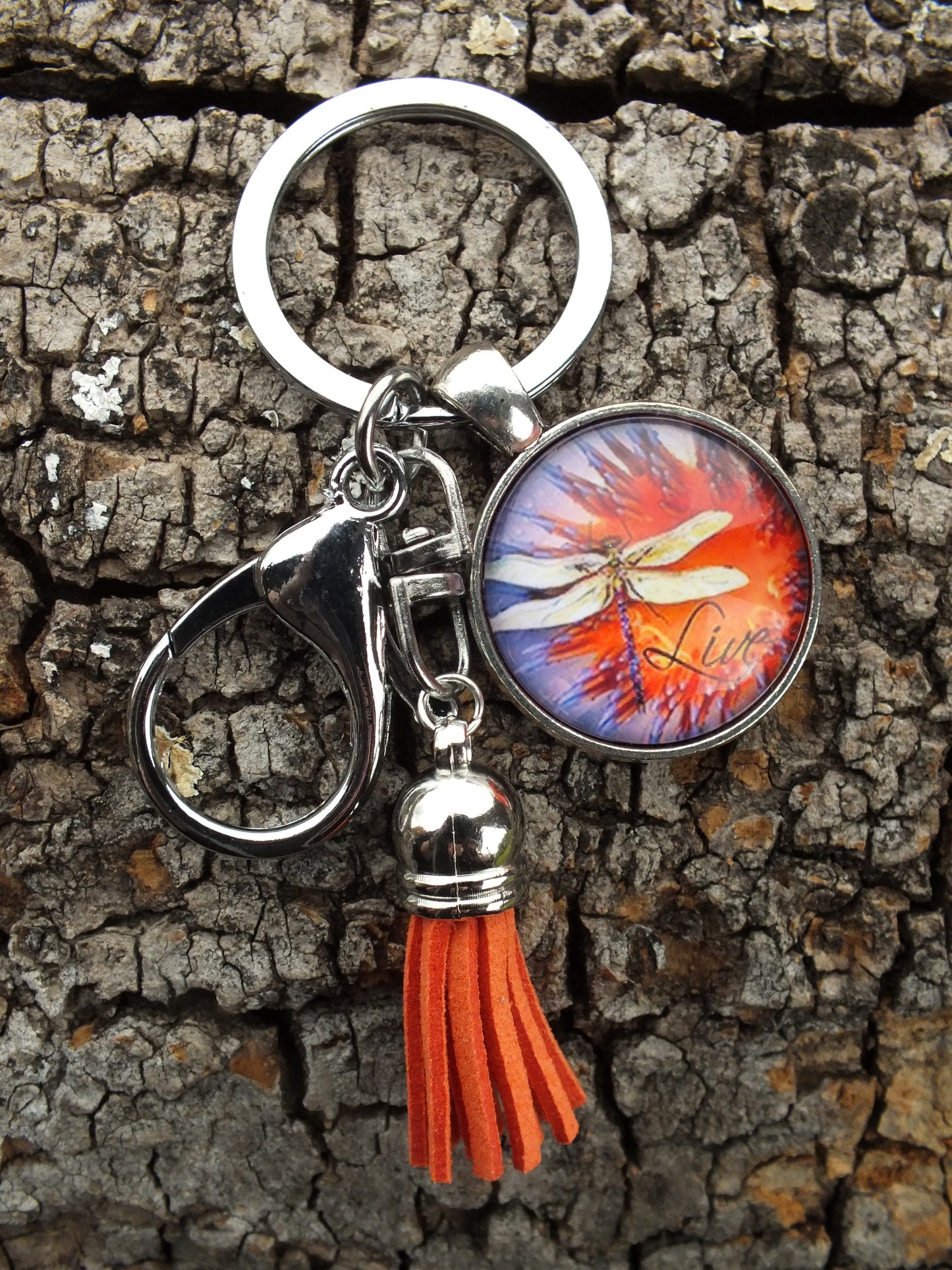 Live Dragonfly Tassel Keyring