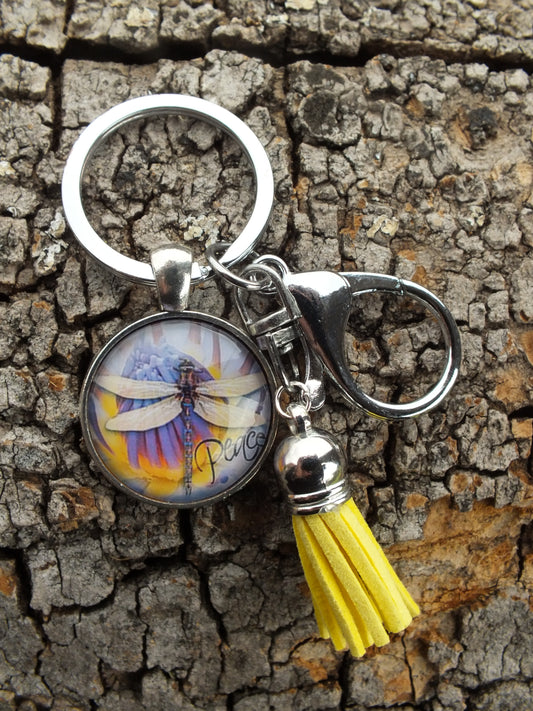 Peace Dragonfly Tassel Keyring