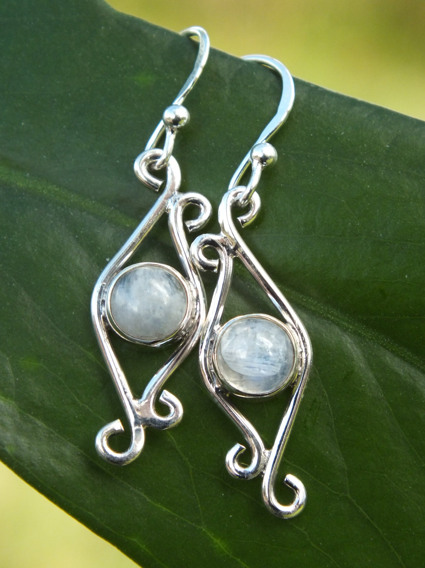 Sterling Silver & Rainbow Moonstone Earrings