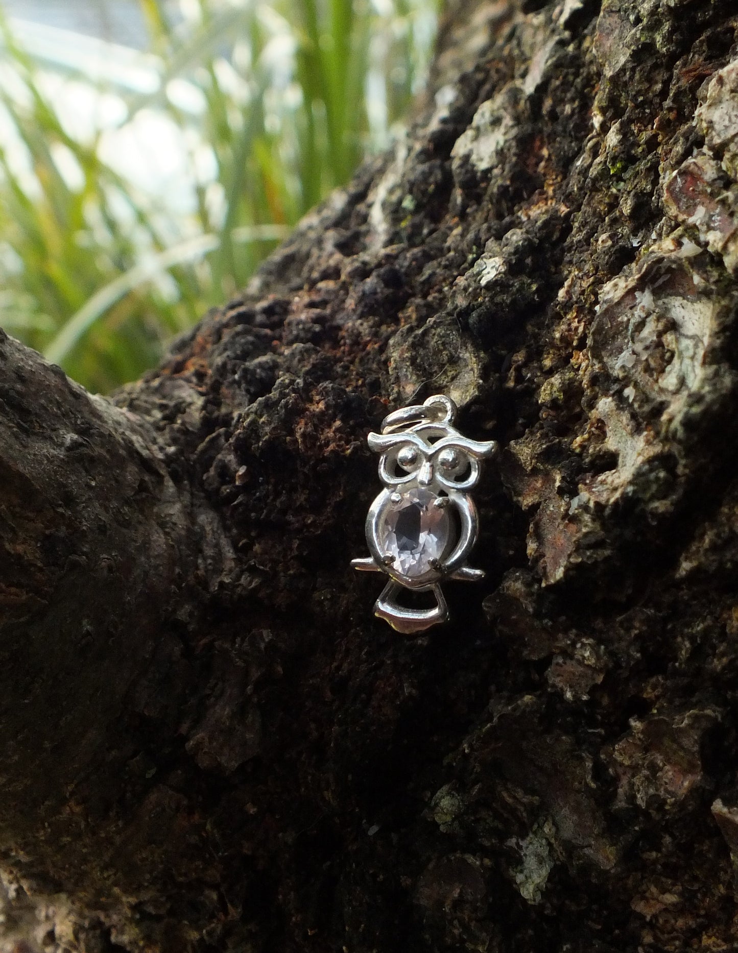 Sterling Silver & Rose Quartz Owl Pendant