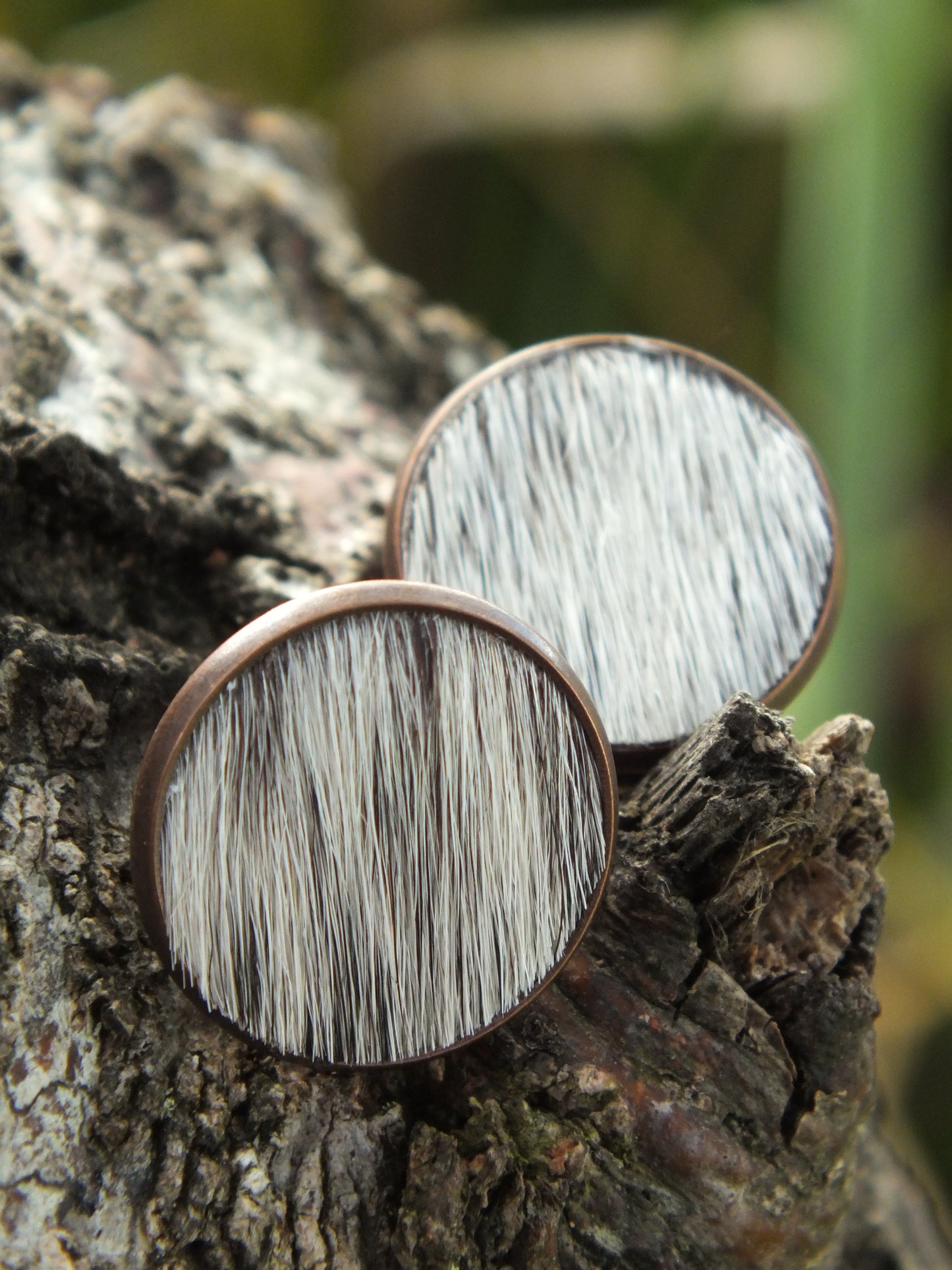 Salt & Pepper Cattle Hide Stud Earrings