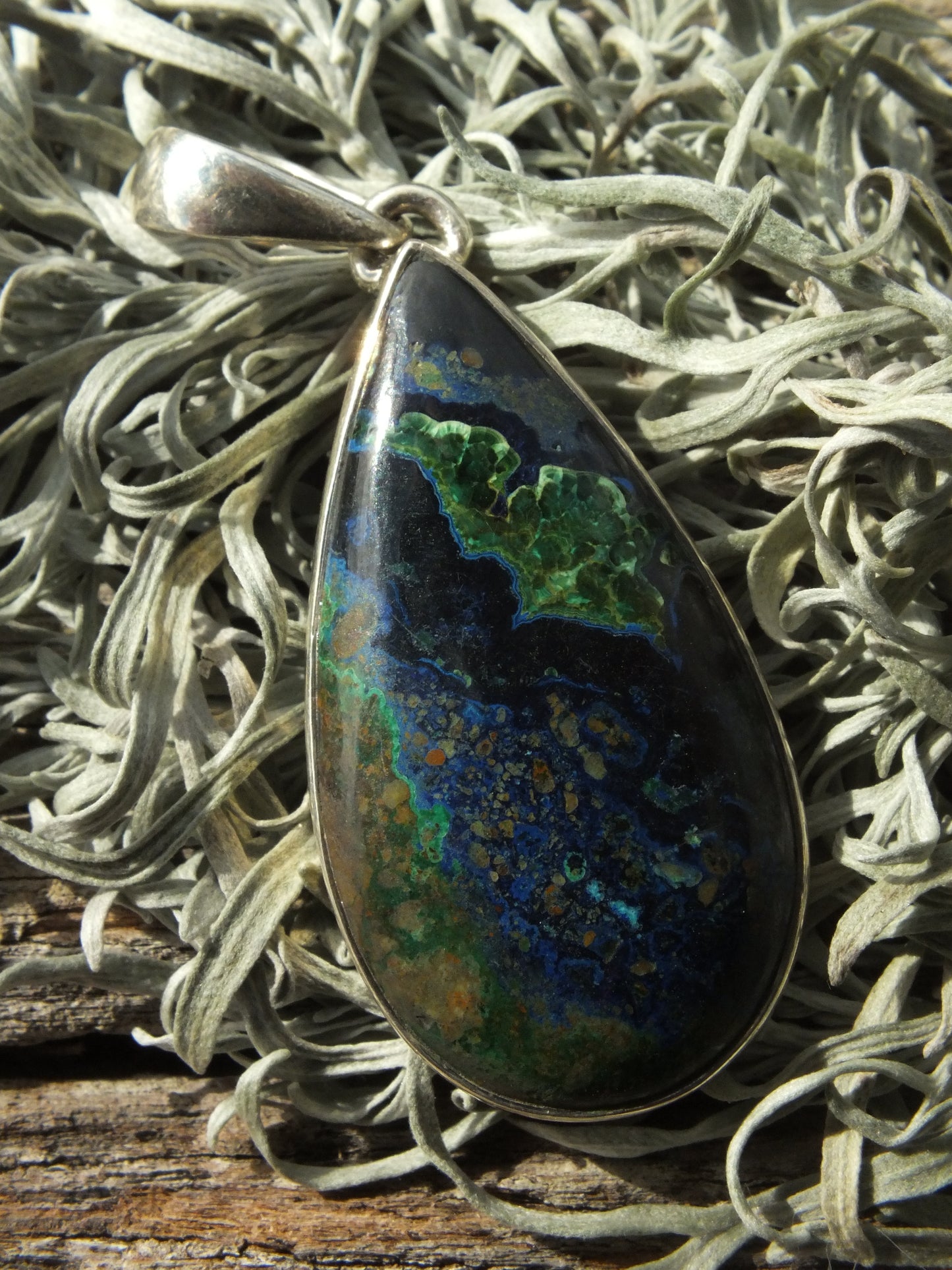 Sterling Silver Azurite & Malachite Pendant