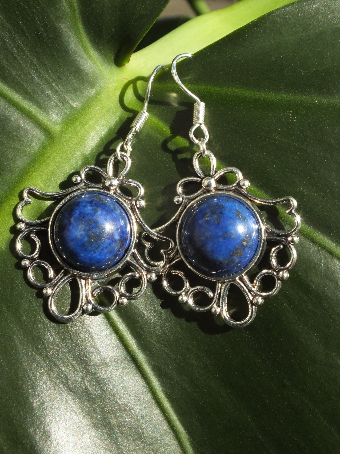 Lapis Lazuli Cabochon Dangle Earrings