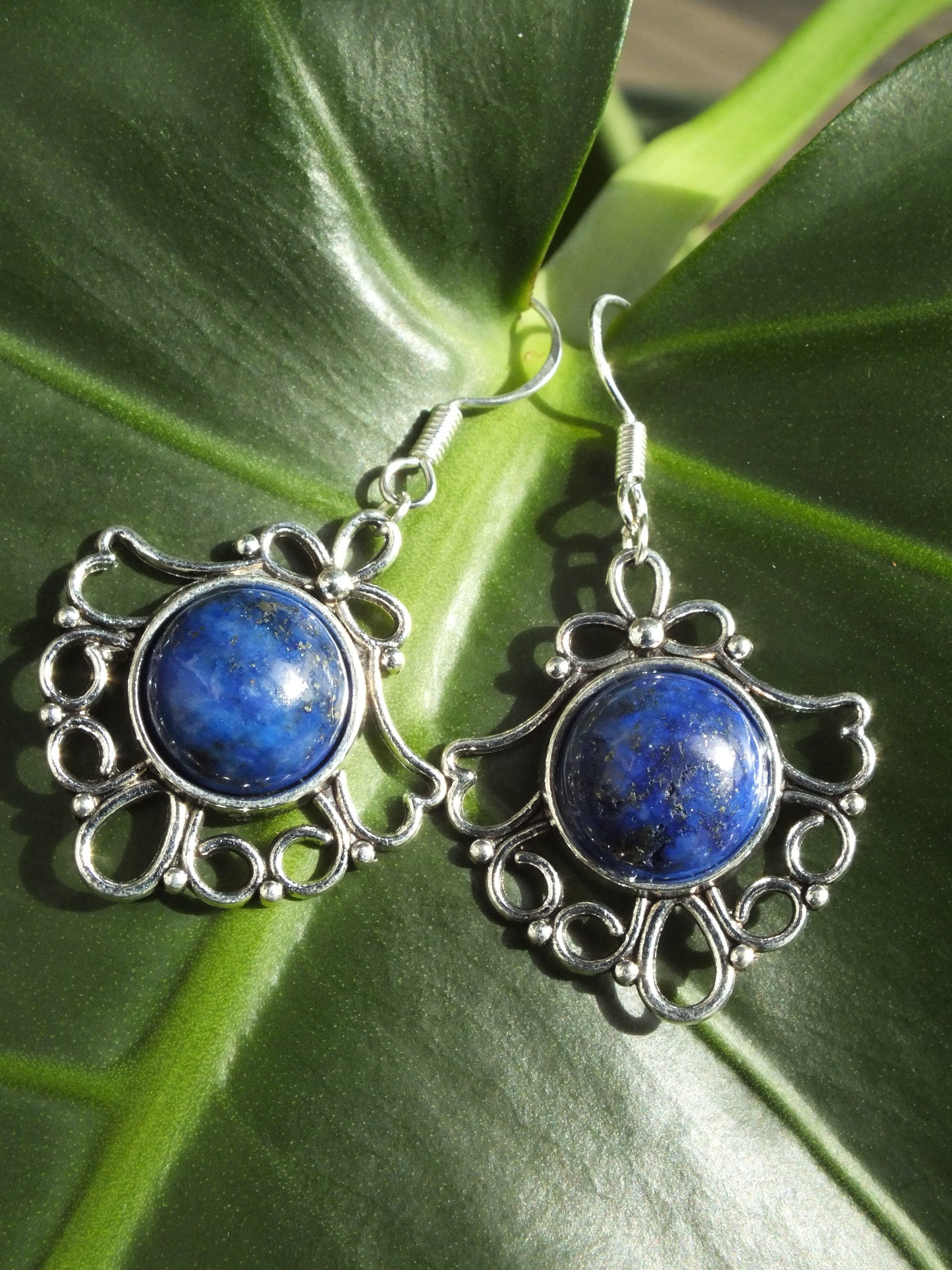 Lapis Lazuli Cabochon Dangle Earrings