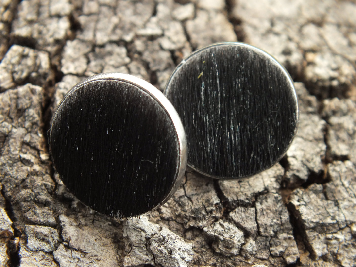 Black Acid Wash Cattle Hide Earrings