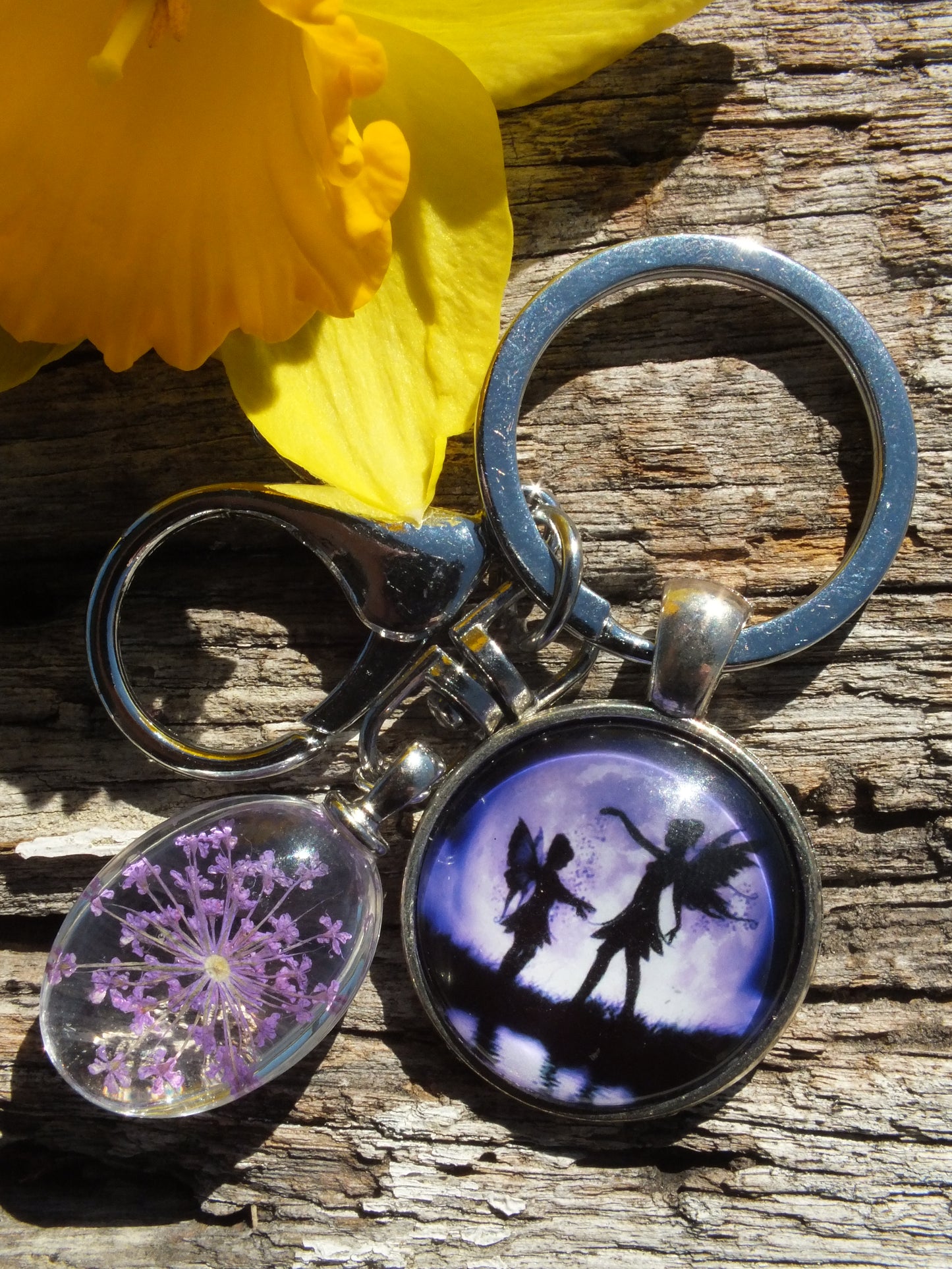Purple Flower Fairy Keyring