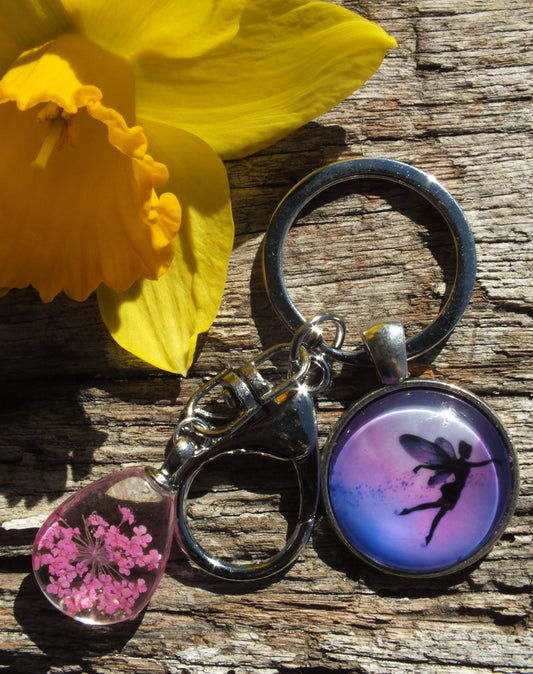 Pink Flower Fairy Keyring