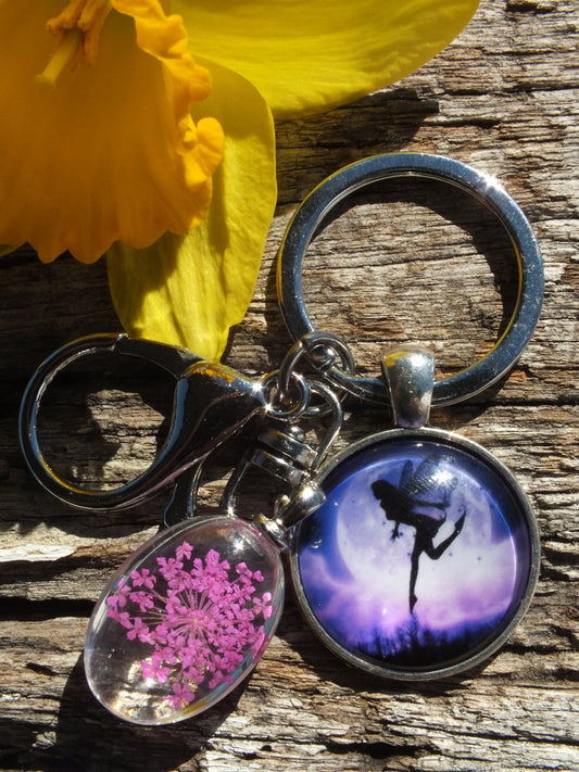 Pink Flower Fairy Keyring