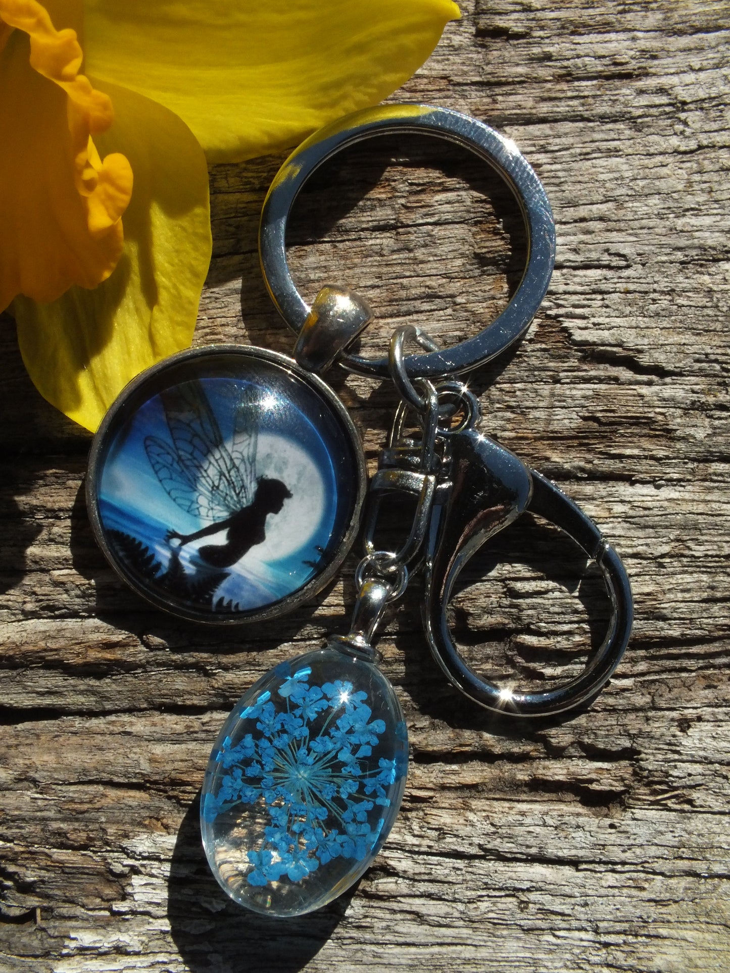 Blue Flower Fairy Keyring