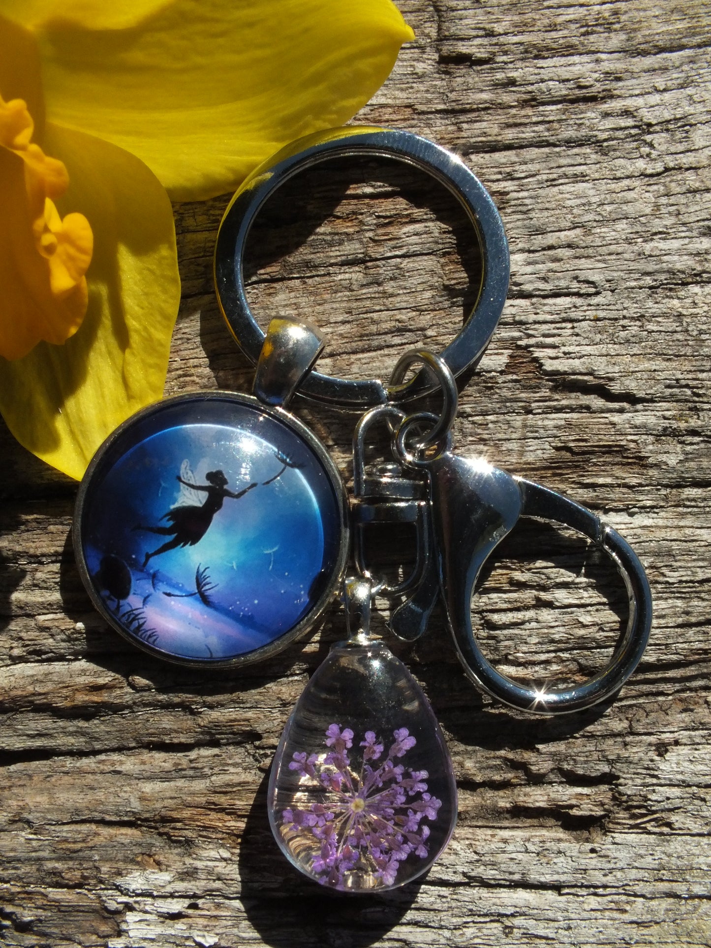 Purple Flower Fairy Keyring